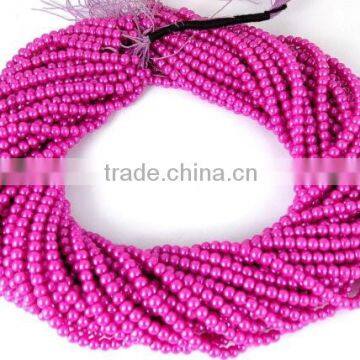 5 Strands Fuschia Carnation Pink Smooth 4.5mm Rondelle Glass Pearl Beads,Acrylic Pearl beads,Jewelry Beads,Pearlized Bea