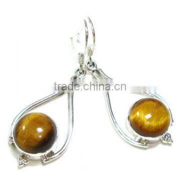 Tiger eye earrings 925 sterling silver jewelry Dangle earrings authentic gemstone jewelry wholesaler