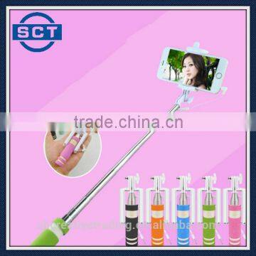 Battery Free Mini Selfie Stick Self Portrait Extendable Handled Stick with Adjustable Phone Holder & Built-in Remote Shutter