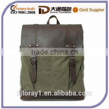 Waxed Canvas Leather College Backpack Book Bag