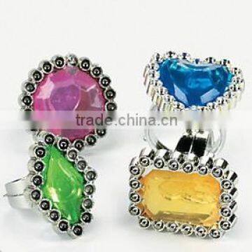 Custom made plasitc Colorful Rhinestone ring