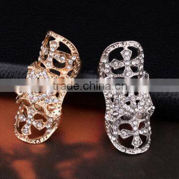 factory direct sale exaggerated diamond studded cross joint finger ring