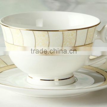 embossed gold fine bone china cup and saucer