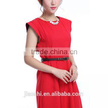 Free Sample Supply Simple Red Color One Piece Formal Dress Patterns for Ladies photo-3
