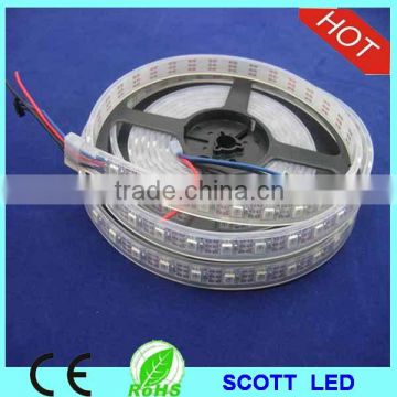 ws2811 programmable led strip;60leds/m;4m/roll;DC5V input;White PCB;waterproof silicon tube IP67