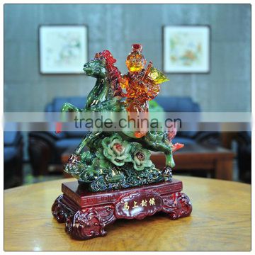 Resin Liuli color monkey in the elephant statue ,chinese zodiac statue