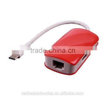 New 2 Ports Usb Hub Usb 3.1 Type C Hub With 1 Port RJ45 Gigabit Ethernet Lan Adapter 10/100/1000 Mbps photo-4