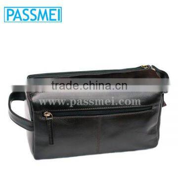 Double Flap Zip Design Travel Cosmetic Bag Leather Wash Bag for Men photo-2