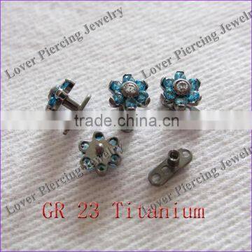 Wholesale High Polish Flower Design Gr23 Titanium Unique Dermal Anchor Piercing [DA-096B]