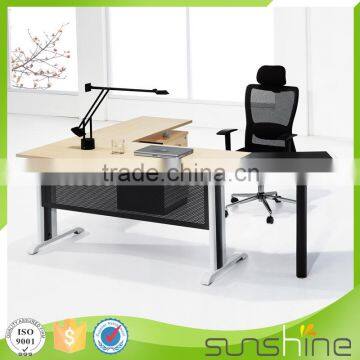 HT-ED19 Sunshine Furniture White Color Metal Frame Manager Office Desk With Round Corner photo-2
