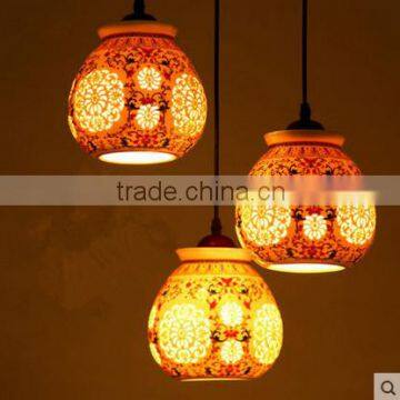 Asian E27 LED Vintage Pendant Light 3 Head Lamp Hanging Chinese Ceramic Loft Coffee Bar Restaurant Kitchen Lights photo-2