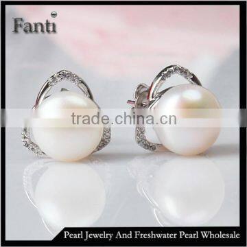 Pearl stud earrings/8-9mm AA button real pearl earring studs