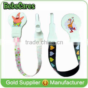 High quality children pacifiers clips with ribbon