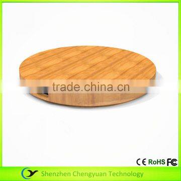 Round Bamboo Wood Wireless Charger for Samsung Galaxy S7/S7 Edge Qi Wireless Phone Charger photo-3
