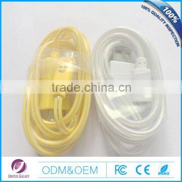 Fashion design colorful LED light USB cable for smart phone or iphone