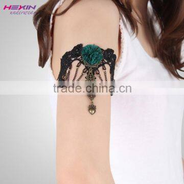 Party Accesories Cool Black Upper Arm Bracelet With Green Flower For Girls