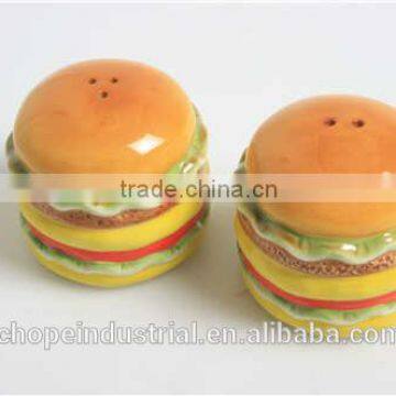 hamburger ceramic salt and pepper shaker set