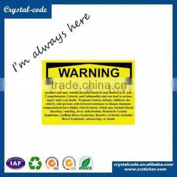 Self adhesive alarm warning sticker label