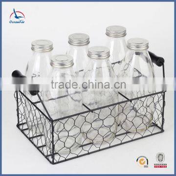 Glass Bottles Empty 500ml Glass Milk Bottle With Metal Stand