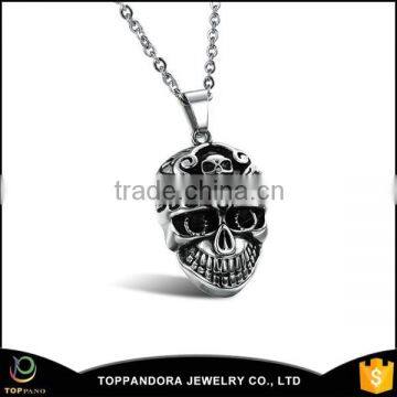 fashion black stainless steel jewelry ,stainless steel skull pendant