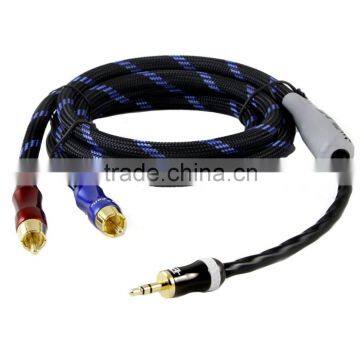 HIFI cable 3.5mm to AV RCA Audio Adapter Cable for iPod/MP3 palicass plug 3.4ft