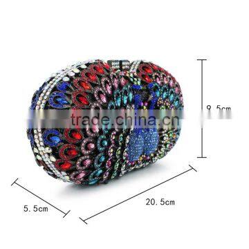 New Peacock Cluth Bag Animal Lover Double Crystal Party Stone Evening Clutch (88167A-C) photo-2