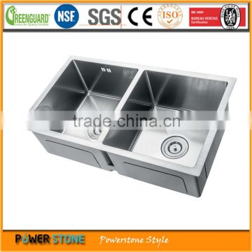 33" Undermount Apron Double Bowls Basin 16 Gauge Handmade Stainless Steel Farmhouse Kitchen Sink