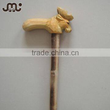 Hand carved multi types animal head wooden trekking pole