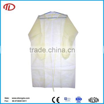 nonwoven pp+pe surgical disposable yellow isolation medical gown