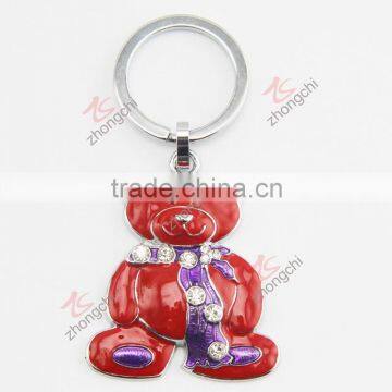 Red enamel bear key ring for promotional gift