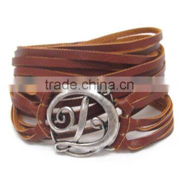 Initial D leather wrap around bracelet