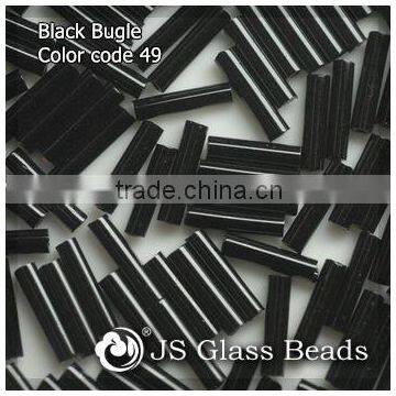 High Quality Fashion JS Glass Seed Beads - 49# 4" 9MM Opague Black Bugles Beads For Garment & Jewelry