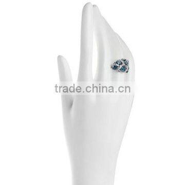 Colleen Lopez 4.28ct London Blue Topaz and White Topaz Sterling Silver "Leaf" Ring photo-2