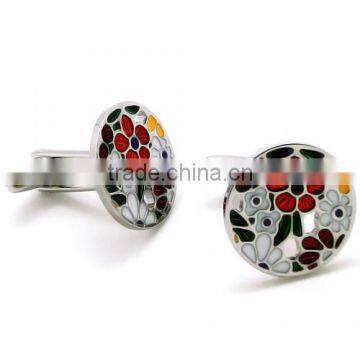 2015 New arrival wholesale special round enamel cufflinks