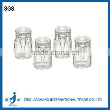 mini colored wholesale airtight glass storage jar with clip