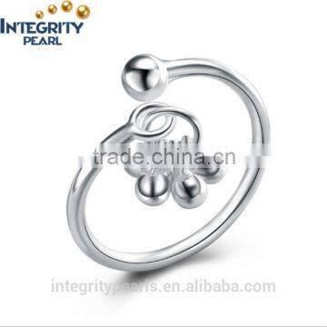 2016 cute ring bell open size China supplier high quality plain silver ring