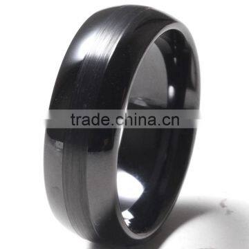 High quality IP black brushed and polished tungsten ring