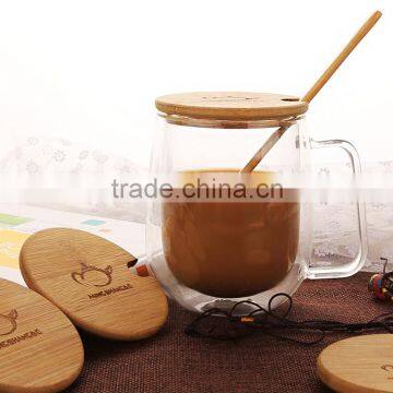 Wholesale heat resistant glass double walled coffee cups with holder