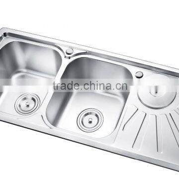 S9749 Hot Sell to Ethiopia/sri Lanka Double Bowl With Drainer Board and Dustbin