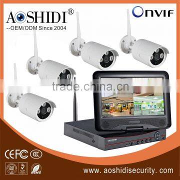 Promotional 10.I inch lcd monitor 960P wireless cheap cctv camera kit with NVR