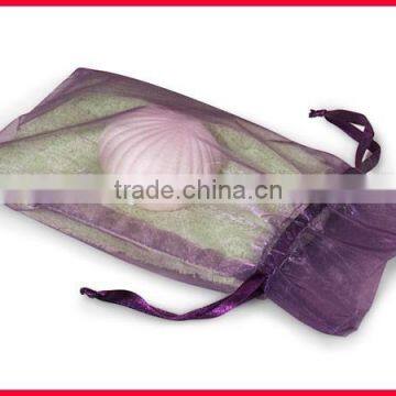 purple soaps organza bag with ribbon drawstring