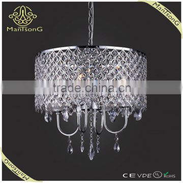 2015 hot sale modern metal shade chrome crystal pendant light