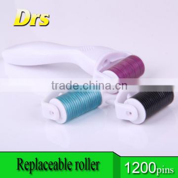 2014 low price 1200 needles titanium derma roller with replacable tips