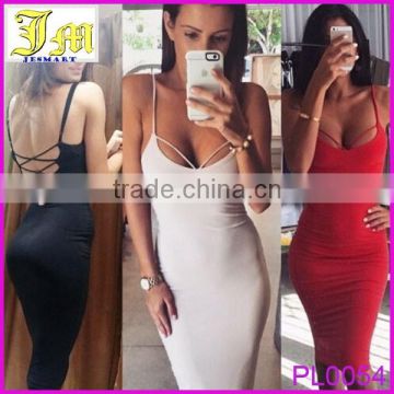 2015 Sexy Women Backless halterneck Slim Cocktail Bodycon Bandage Wrap Dress Casual Dress Designs for Pakistani Girls