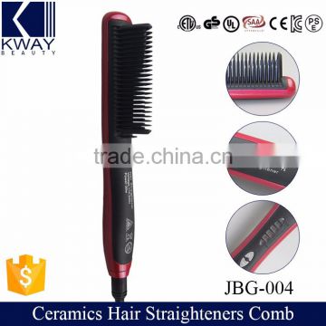 ce approval adjustable temperature ceramic hair straightener brush mental hair comb