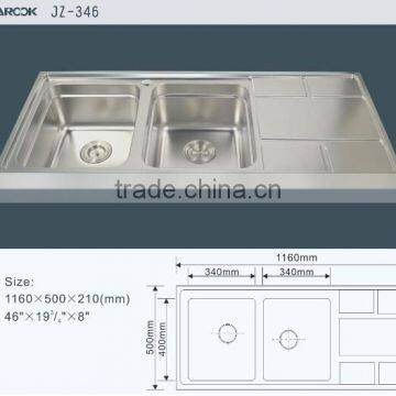 116x50cm double bowl single tray stainless steel kitchen sink