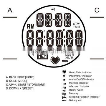 Heart Rate Monitor Pedometer Step Counter Fat Calories Count Exercises Belt Sports Watch Sleep Mode Indicator 40~240bpm HRM photo-4