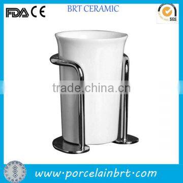 Porcelain Toothbrush Cup with stainless steel stand