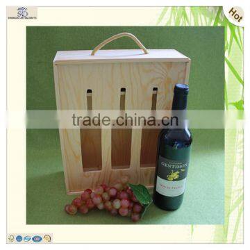 Laser Engraved Slide Top Wooden Display 3 Bottles Wine Box photo-6