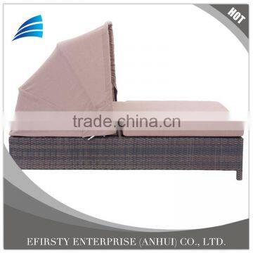 Outdoor Sunbed With Canopy Garden Set PE Rattan Garden Furniture photo-2